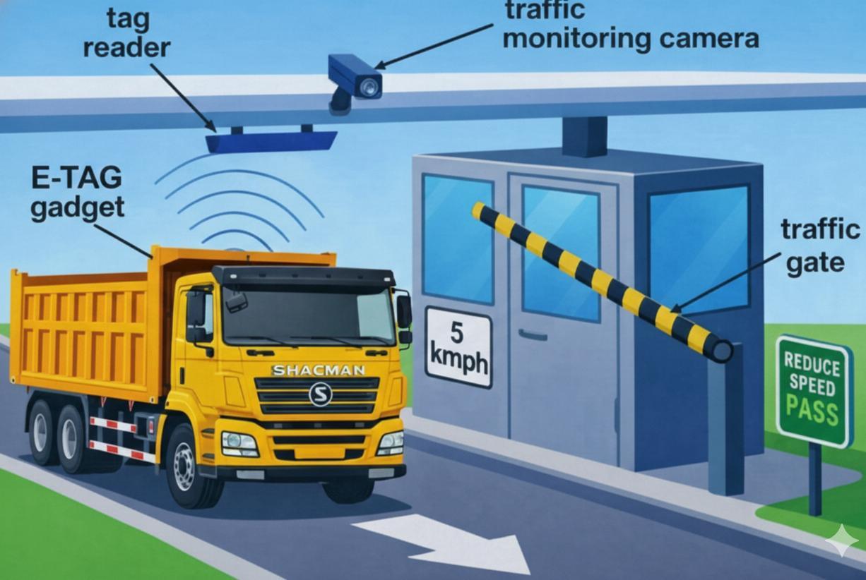 E-Tag reader and toll gate operation diagram