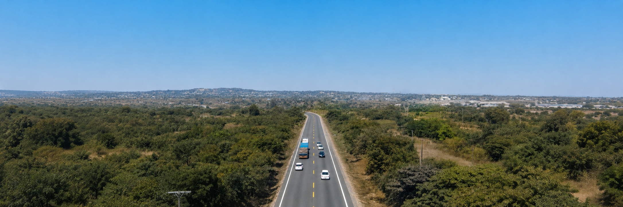 Aerial view of traffic travelling on the TKC road corridor